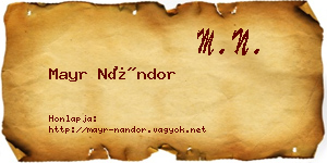 Mayr Nándor névjegykártya